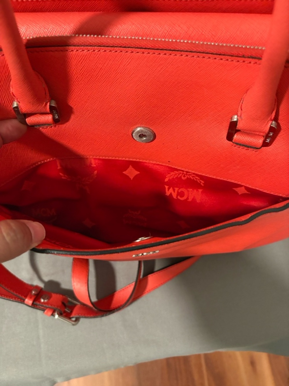 MCM CORAL ELDA Orange Reddish 2 Way Tote Bag READ DESCRIPTION - Picture 6 of 15
